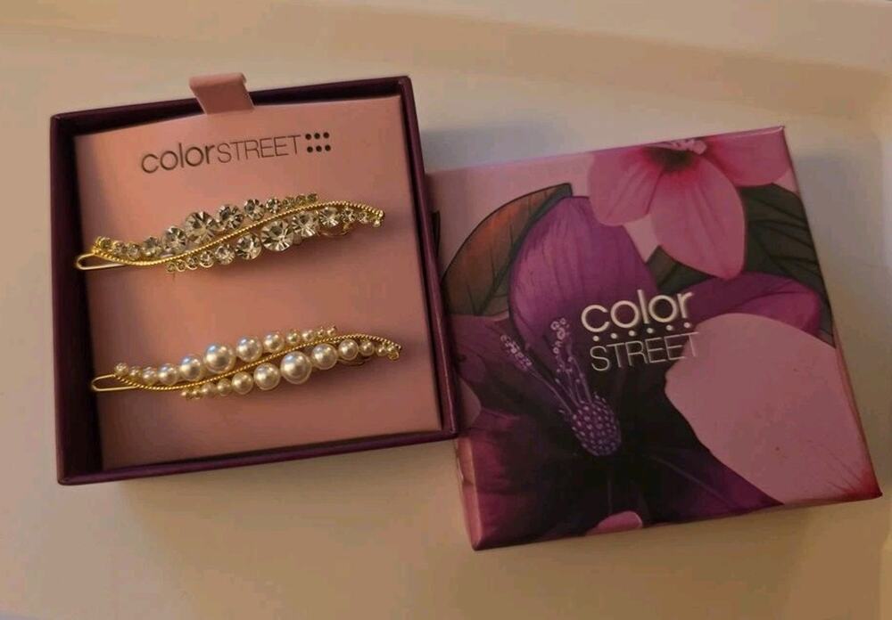 Color Street Decorative Hair Clips with Rhinestones and Pearls